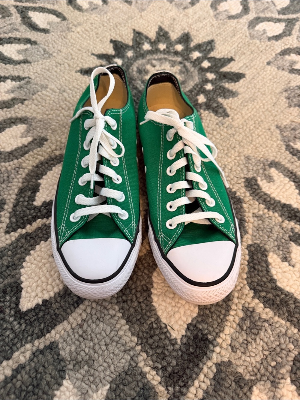 Converse Low Top Canvas Sneakers in Green and White